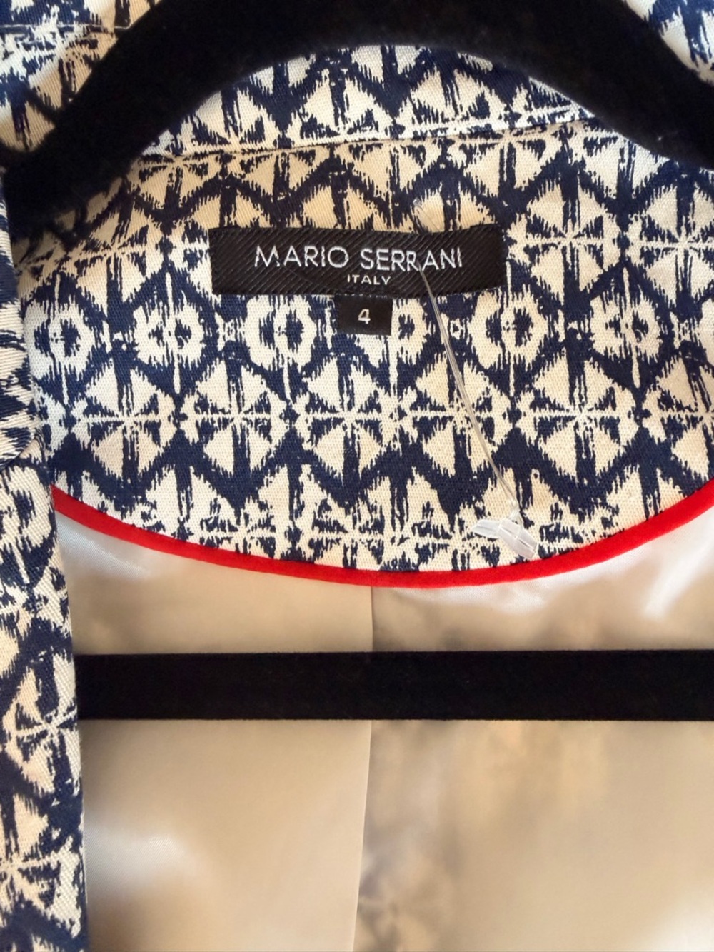 Mario Serrani Navy and White Patterned Blazer